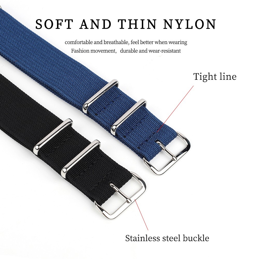 Ribbed NATO Strap 20mm 22mm Nylon Watch Strap Braid Ballistic Fabric Watchband Replacement for Military Watch Accessories