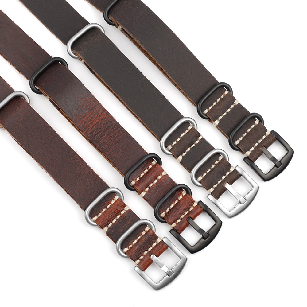 Genuine Leather NATO Strap Antique Watch Band 20mm 22mm 24mm Handmade Zulu Strap for Watch Replacement Accessories