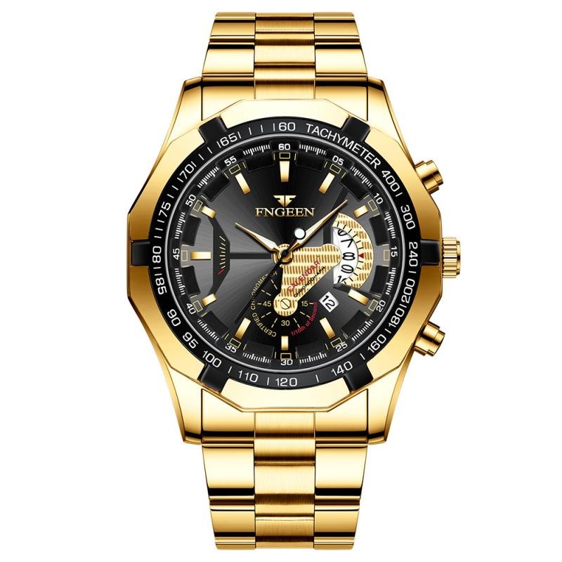 2022 Men's Watch Waterproof Quartz Wrist Watch Big Dial Business Gold Watch Oversized Calendar Creative Golden Men Watches reloj