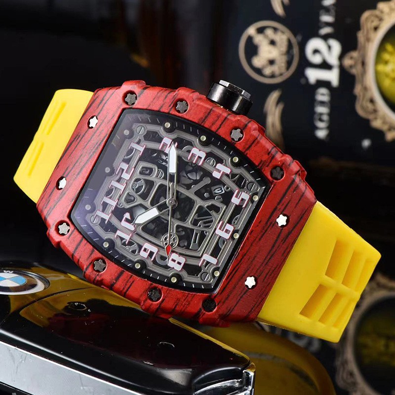 2022 Luxury 3 Pin Quartz Watch RM Transparent Bezel Men Automatic Watch for Men Designer Wristwatches Waterproof Reloj Hombre
