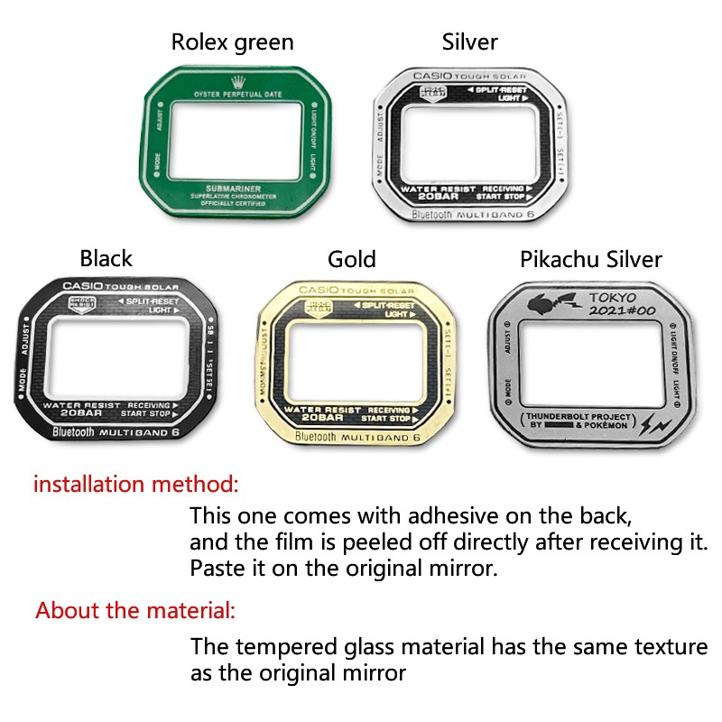 DIY Film Watch Lens Refurbished For Casio G-shock Watch Case DW-5600 Series GW-B5600 GB-5600 GWX-5600 DW-5025 Tempered Glass Band