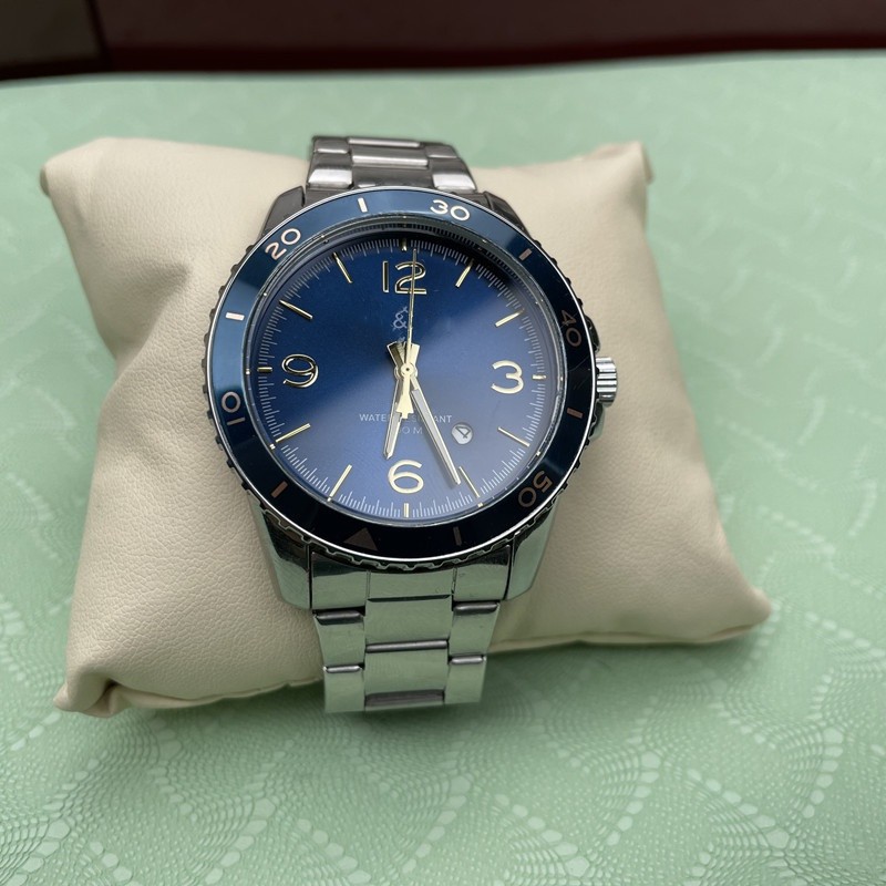 2021 Hot Sale Luxury BR Three Needle Calendar Stainless Steel Blue Face Quartz Watch