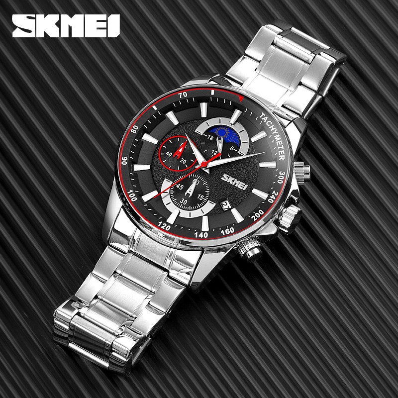 SKMEI New Men Watch Luxury Brand Sport Quartz Mens Watches Full Steel Waterproof Stopwatch Wristwatch Men Relogio Masculino