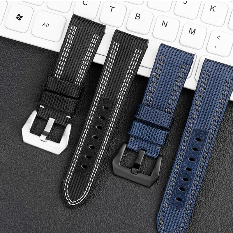 Thick Nylon Watch Band For Men's Watch Canvas Leather Business Watches