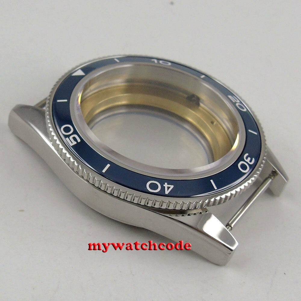 41mm Blue Ceramic Bezel Watch Case Blue Dial Hand Fit ETA 2836 NH35A NH36A Miyota 8215 821 Amomation