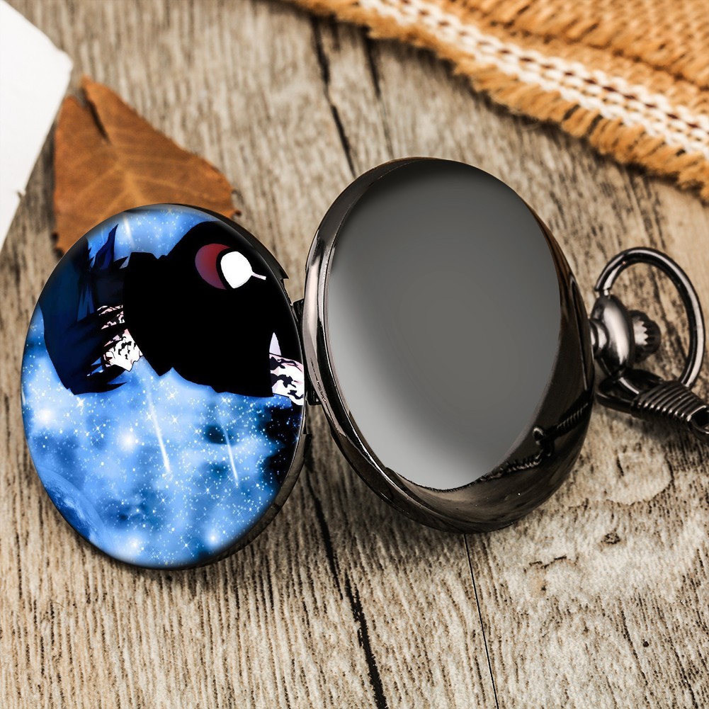 Accept Custom Blue Men Pocket Watch With Thick Chain Japan Animation Personality Style Quartz Watches Exquisite Gift for Husband