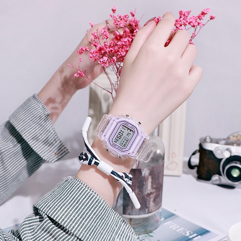 Adjustable Digital Wristwatches for Men Girls Child Trendy BeautyDaily Sports LED Square Waterproof Durable Transparent Watches