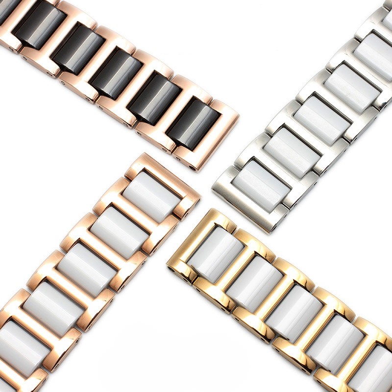 Ceramic Bracelet In Stainless Steel Watchband Watch Band Strap White Women Man Fashion Wristwatches 12 13 14 15 16 17 18 20 22mm