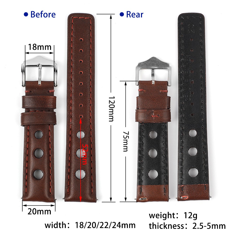 Leather Watchband Lychee Style Watch Strap 18mm 20mm 22mm 24mm Metal Buckle Lock Replacement Women Men Watch Band