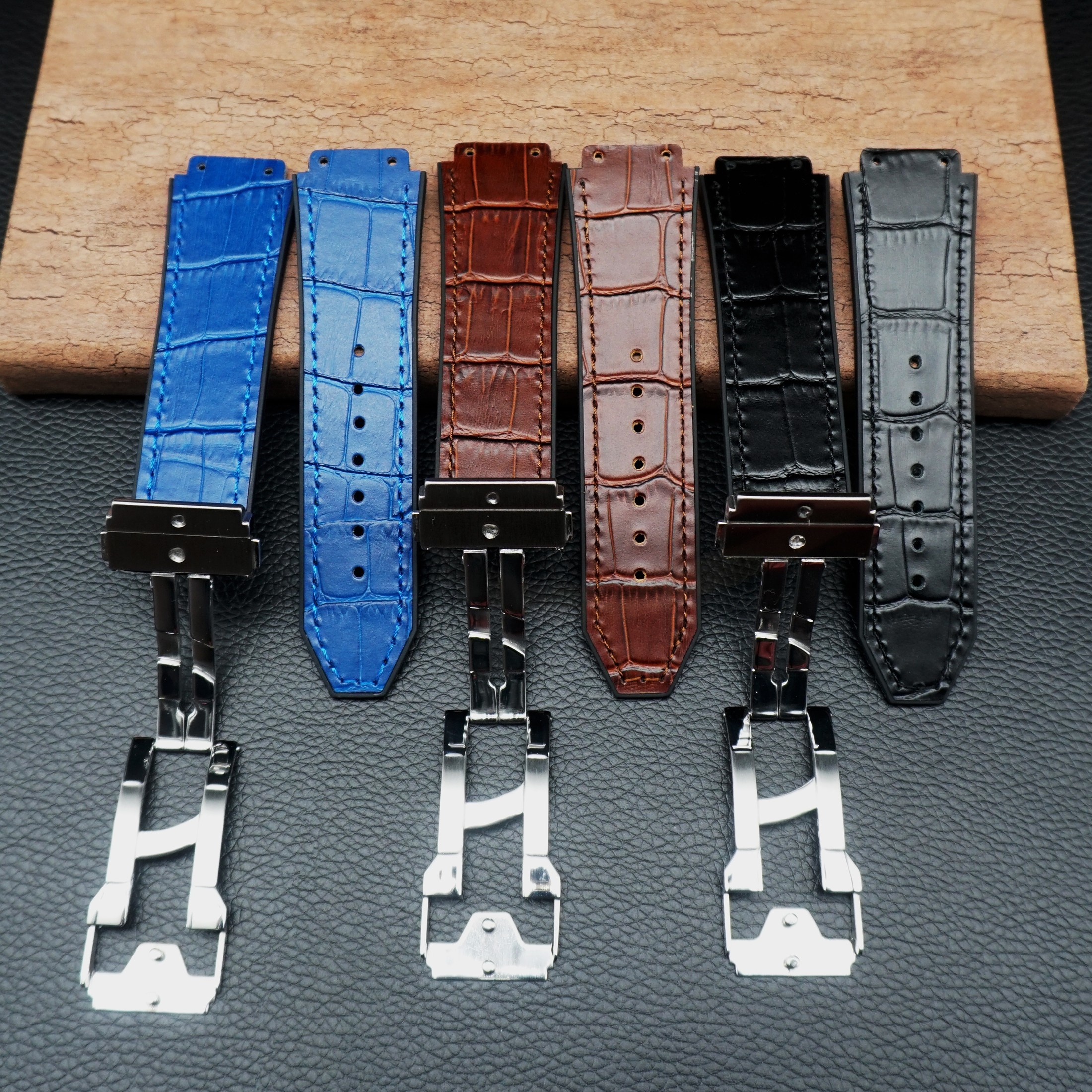 25*19mm Genuine Cowhide Rubber Watchband Applicable for Hublot Strap for Big Bang Strap Butterfly Buckle Watch Tools Accessories