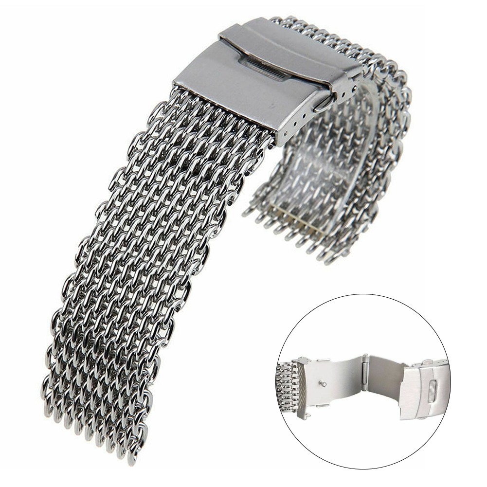 Fashion Band Wristband Loop Stainless Steel Wear Resistant Milanese Solid Mesh Adjustable Business Bracelet Watch Strap