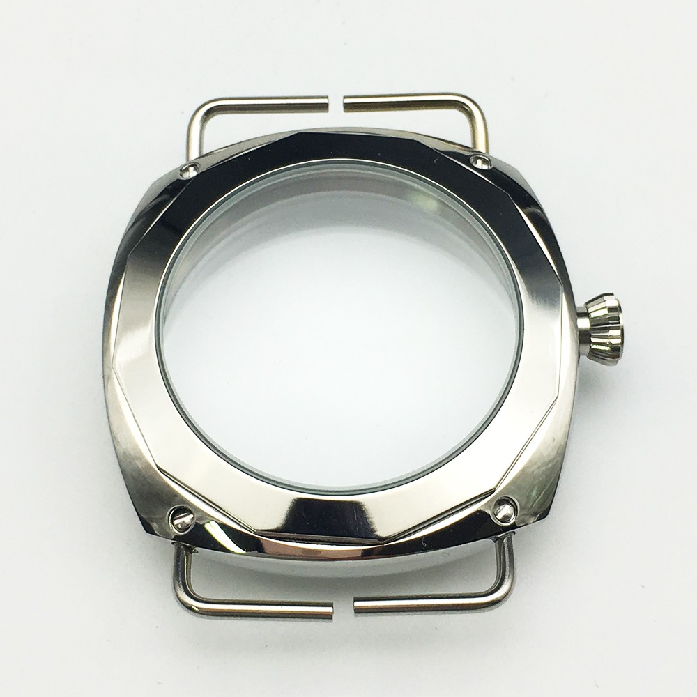 45mm polished 316L stainless steel case high hardness mineral glass for ETA 6497 8498 ST 3600 ST3621 watch movement