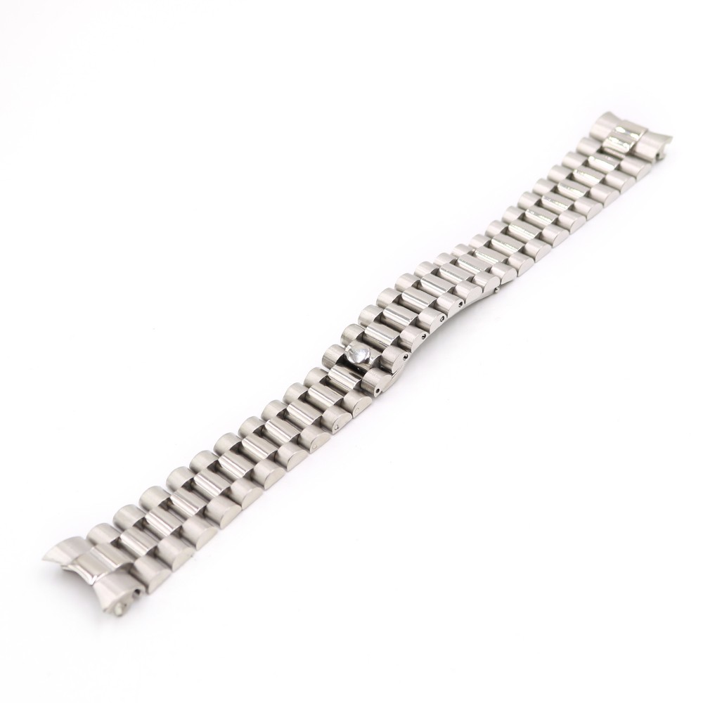 Rolamy 20mm 316L Stainless Steel Solid Curved End Screw Links Replacement Wrist Watch Band Watch Band for Rolex President