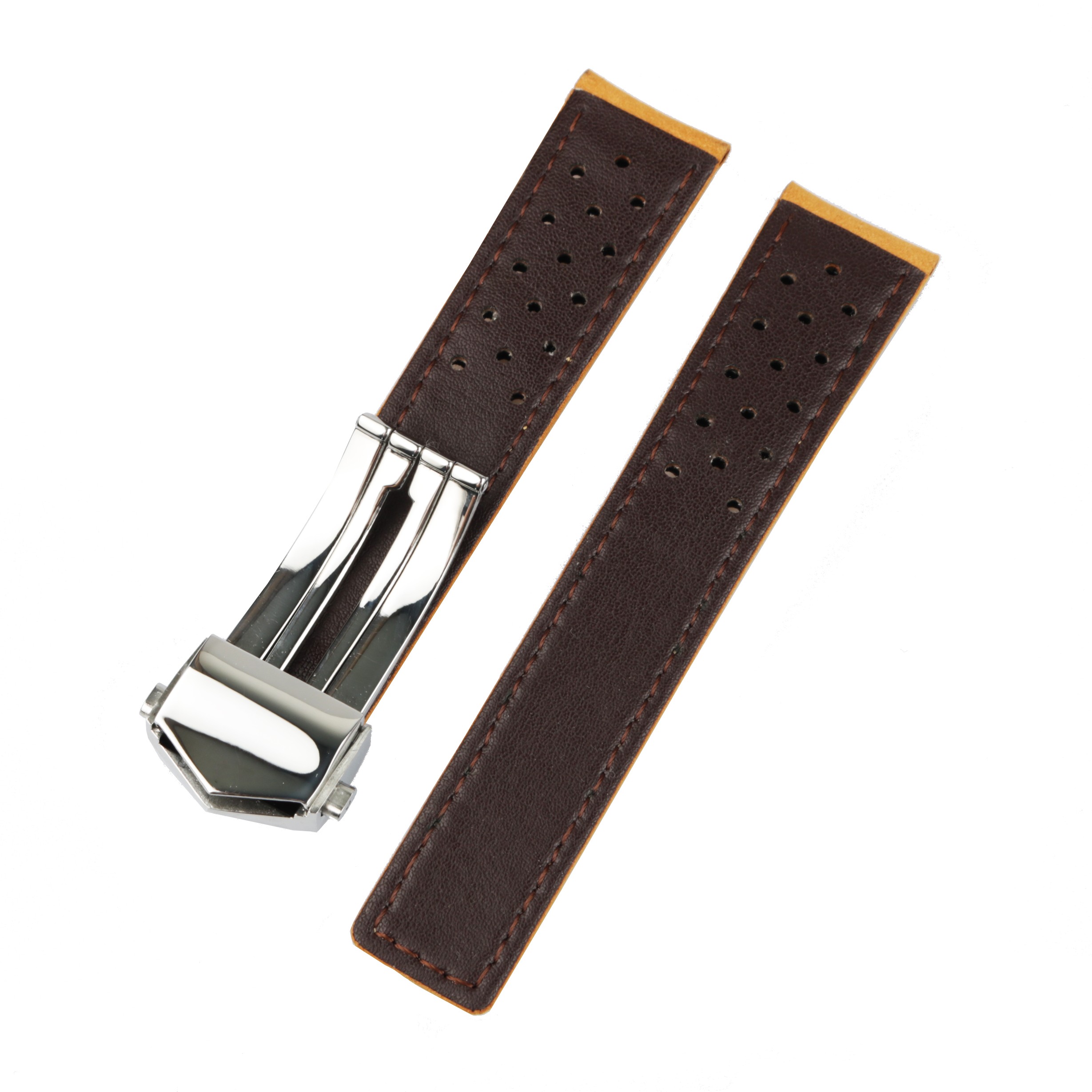 Rolamy 20 22mm Light Brown Real Calf Suede Leather Vintage Replacement Wrist Leather Watch Band Strap with Clasp for Tag Heuer