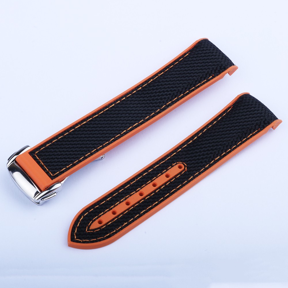 CARLYWET 20 21 22mm Black Orange Rubber Watch Band Strap for Omega Planet Ocean 300m 600m 43.5mm/600m 45.5mm