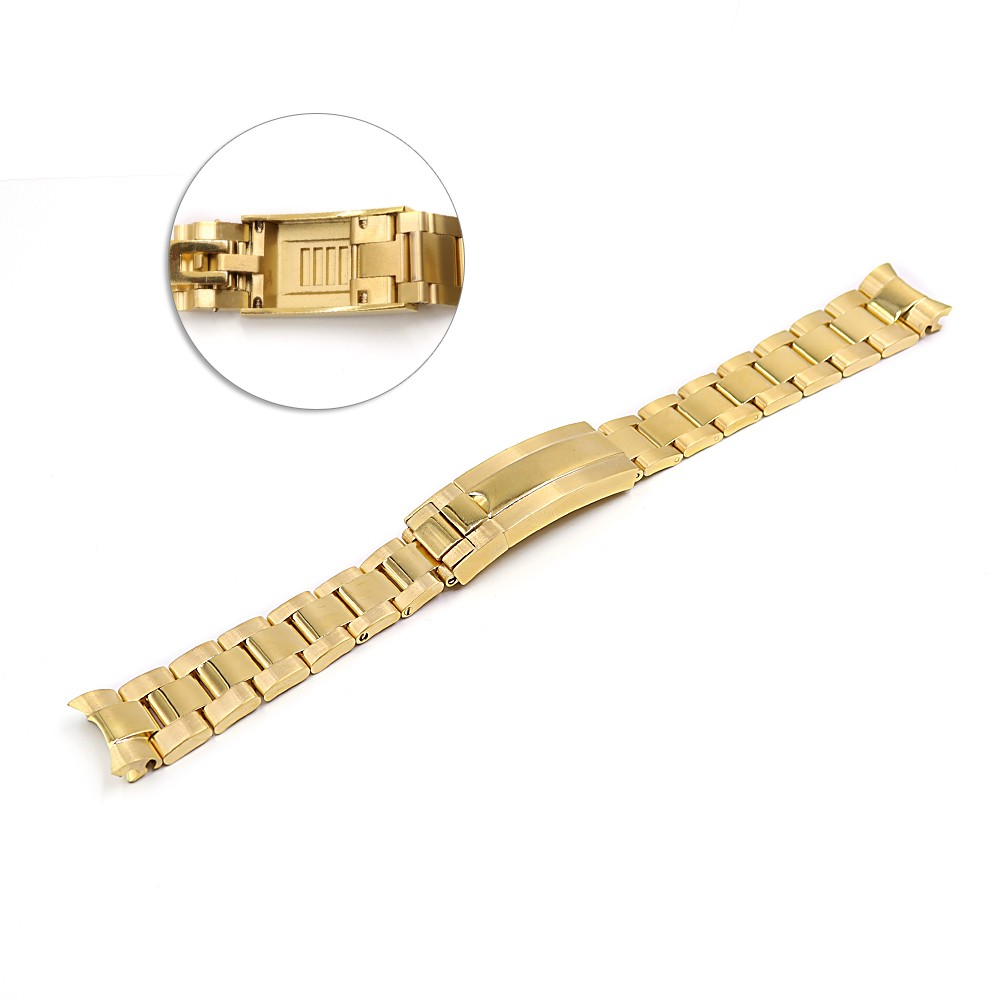 CARLYWET - Solid Curved Screw Links, 20mm, Slide Buckle, Steel, Watch Strap for GMT Submariner OYSTER Style