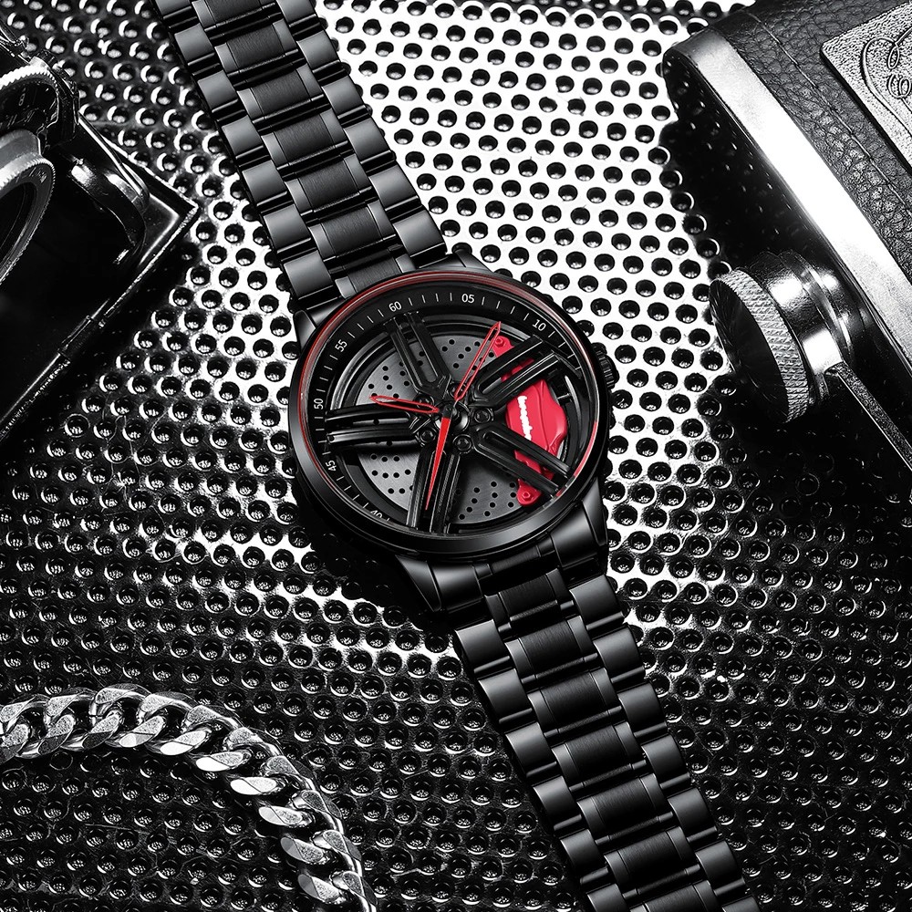 2022 New Men's Watches Real Rim Axis Watch Custom Design Sports Car Watch Waterproof Quartz Male Men's Watch Wheel Wristwatch Clock