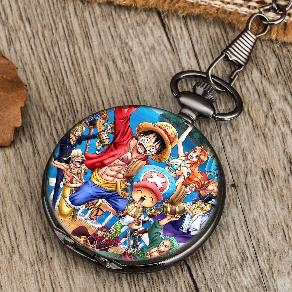 Cartoon Character Pattern Custom Men Fashion Pocket Watch With Neutral Thick Chain High-end Unisex Quartz Watches Birthday Gift