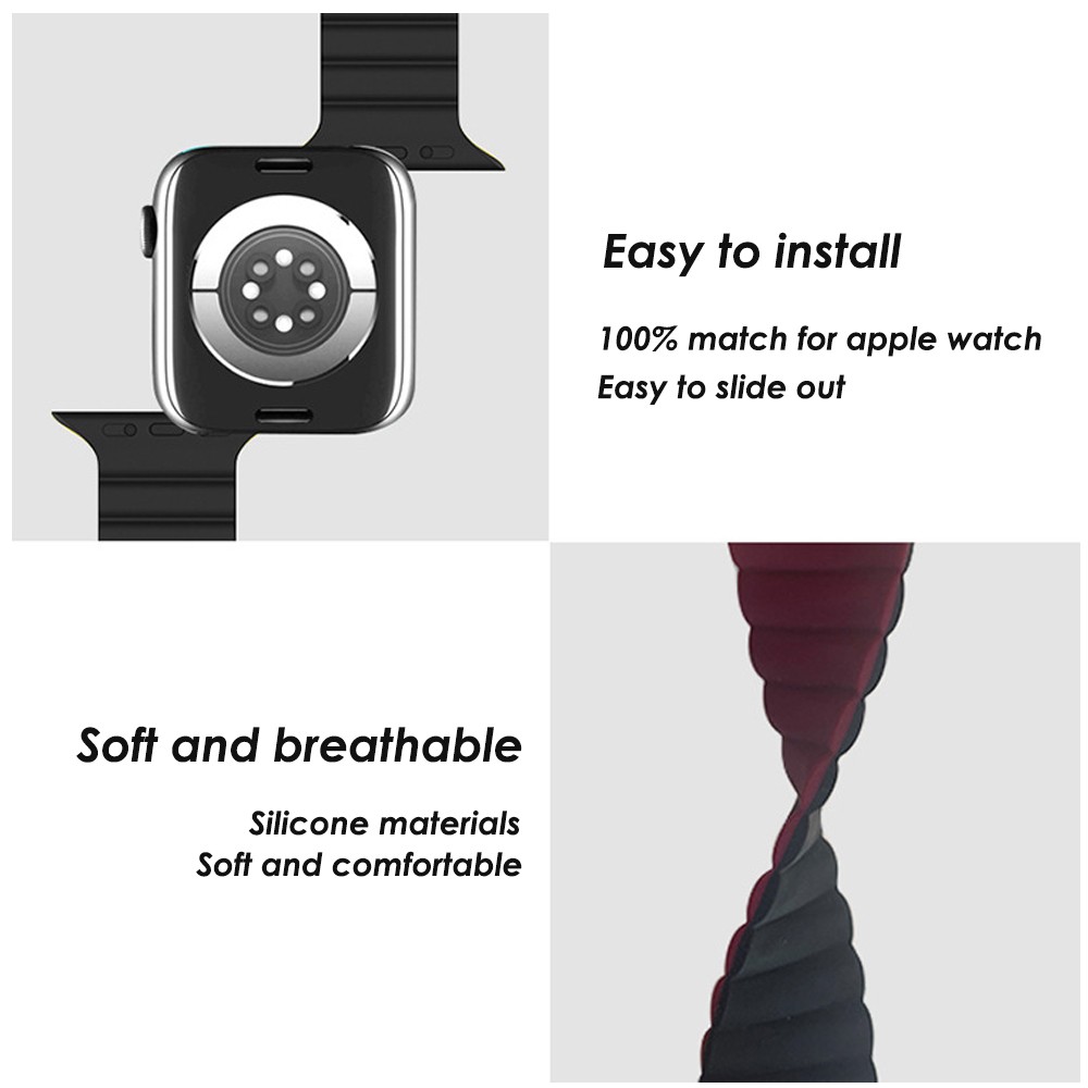 Soft Silicone Magnetic Band For Apple Watch 5 4 3 6 7 41 45mm Rubber Wristbands For iWatch SE Series 44 40 42mm 38mm Sport Loop