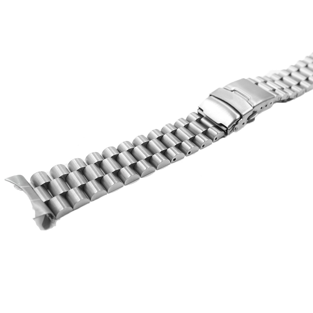 CARLYWET 20 22mm Silver Brush Hollow Curved End Solid Links Replacement Watch Band Bracelet Preseident Style for Seiko