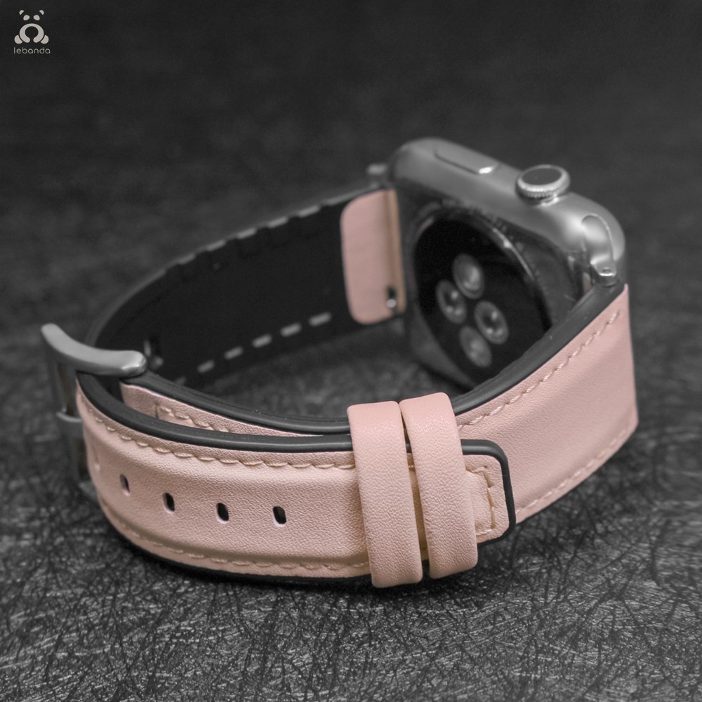 Lebanda Leather Strap for Apple Watch Series 7 6 SE 5 4 3 2 Suitable Leather Back Comfortable Feel Soft Touch for iWatch 41 45mm