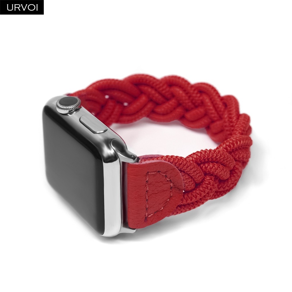 URVOI Braided Band for Apple Watch Series 7 6 SE 5 4 3 2 Woven Nylon Strap for iWatch Solo Stretchable Loop Replacement 41 45mm