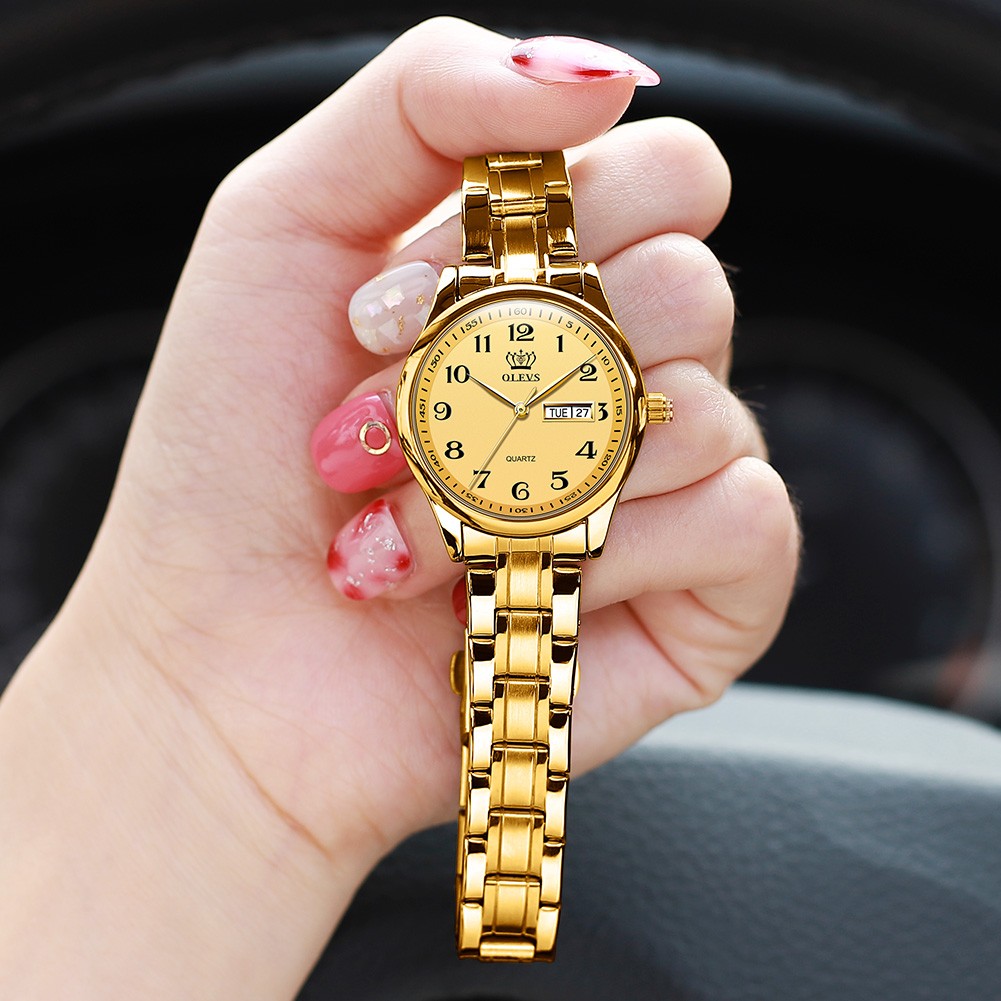OLEVS Golden Waterproof Women's Watch Famous Brand Luxury Waterproof Quartz Wrist Watch For Women Business Lady Watch Dropshipping