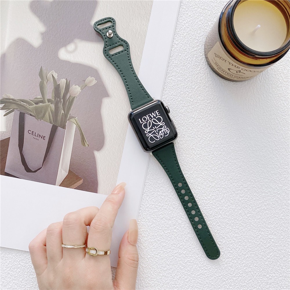 Fashion Leather Band for Apple Watch 40 44mm Slim Waist Watch Band 38 42mm for iWatch Series 6 5 4 3 2 1 SE Accessories Strap