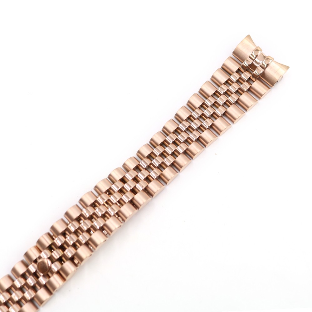 CARLYWET - 20mm Stainless Steel Wrist Watch Band, Silver-tone, Rose Gold, Curved Screw Link, 316L