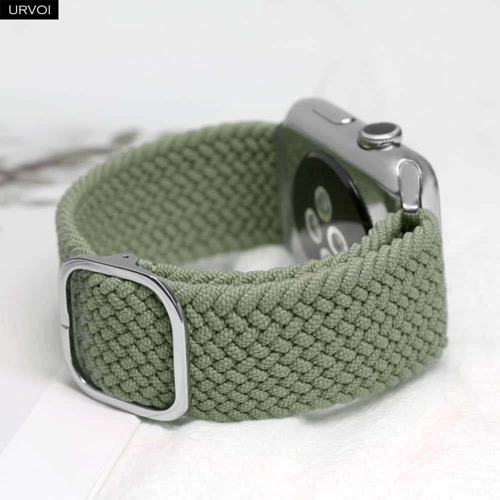 URVOI Braided Strap for Apple Watch Series 7 6 SE 5 4 3 Single Loop Stretchable Strap Adjustable fram buckle for iWatch 41 45mm