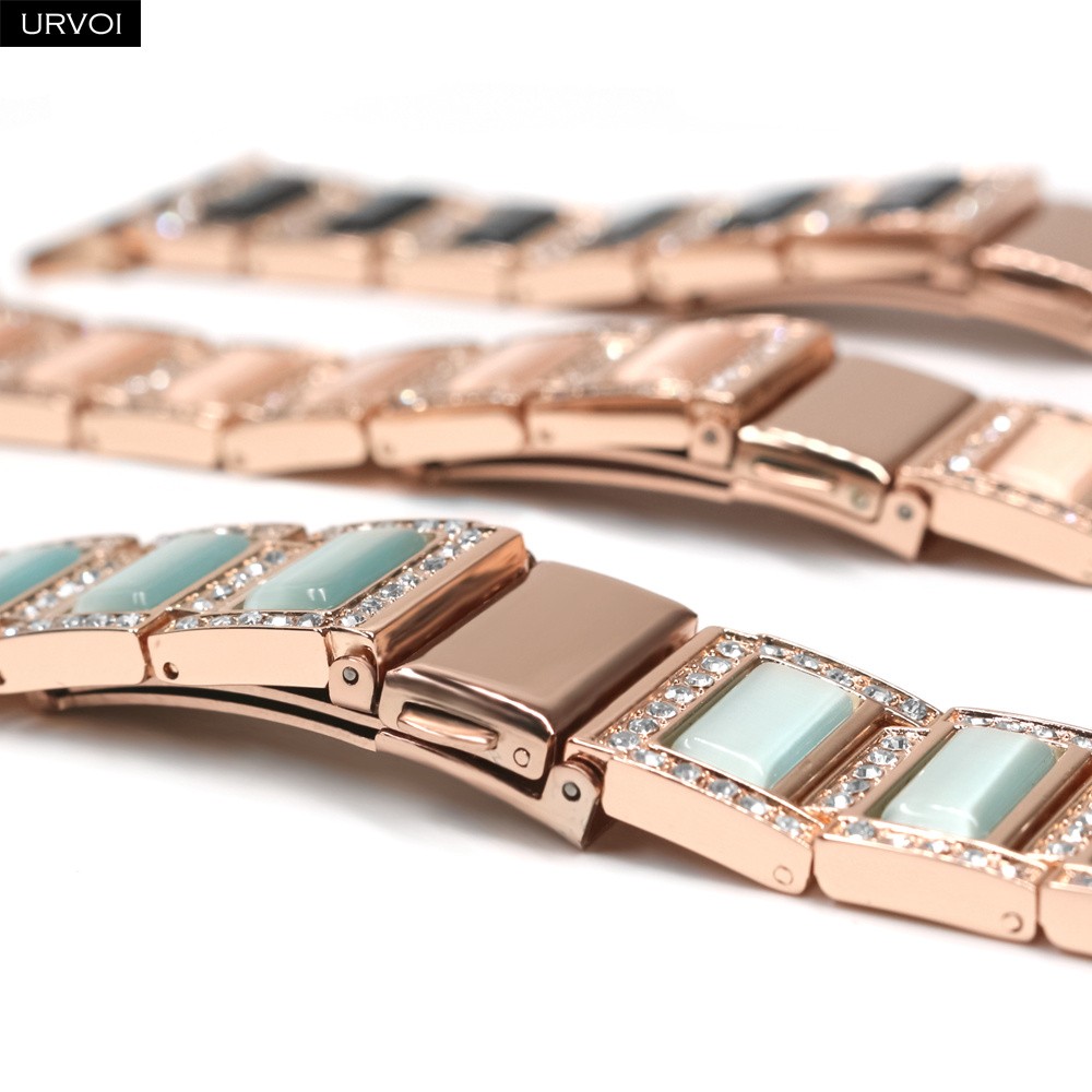 URVOI Metal Strap for Apple Watch Series 7 6 SE 5 4 3 2 1 Band for iwatch strap with Opal Luxury Glitter Shiny Stone 40mm 44mm