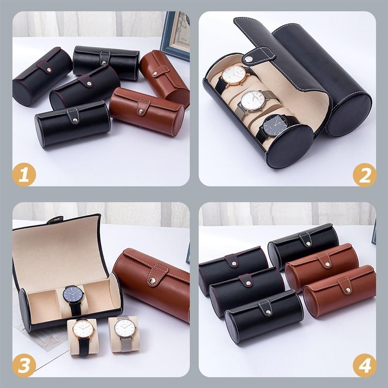 Jewelry Organizer Leather Watch Wristwatch Roll Travel Storage Case for Men and Women