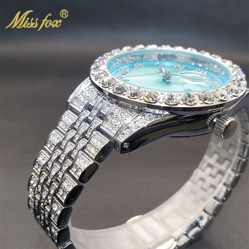 Relogio Masculino Luxury Original Diamond Watch for Male Unique Blue Dial Couple Watches Calendar Waterproof Quartz Watches