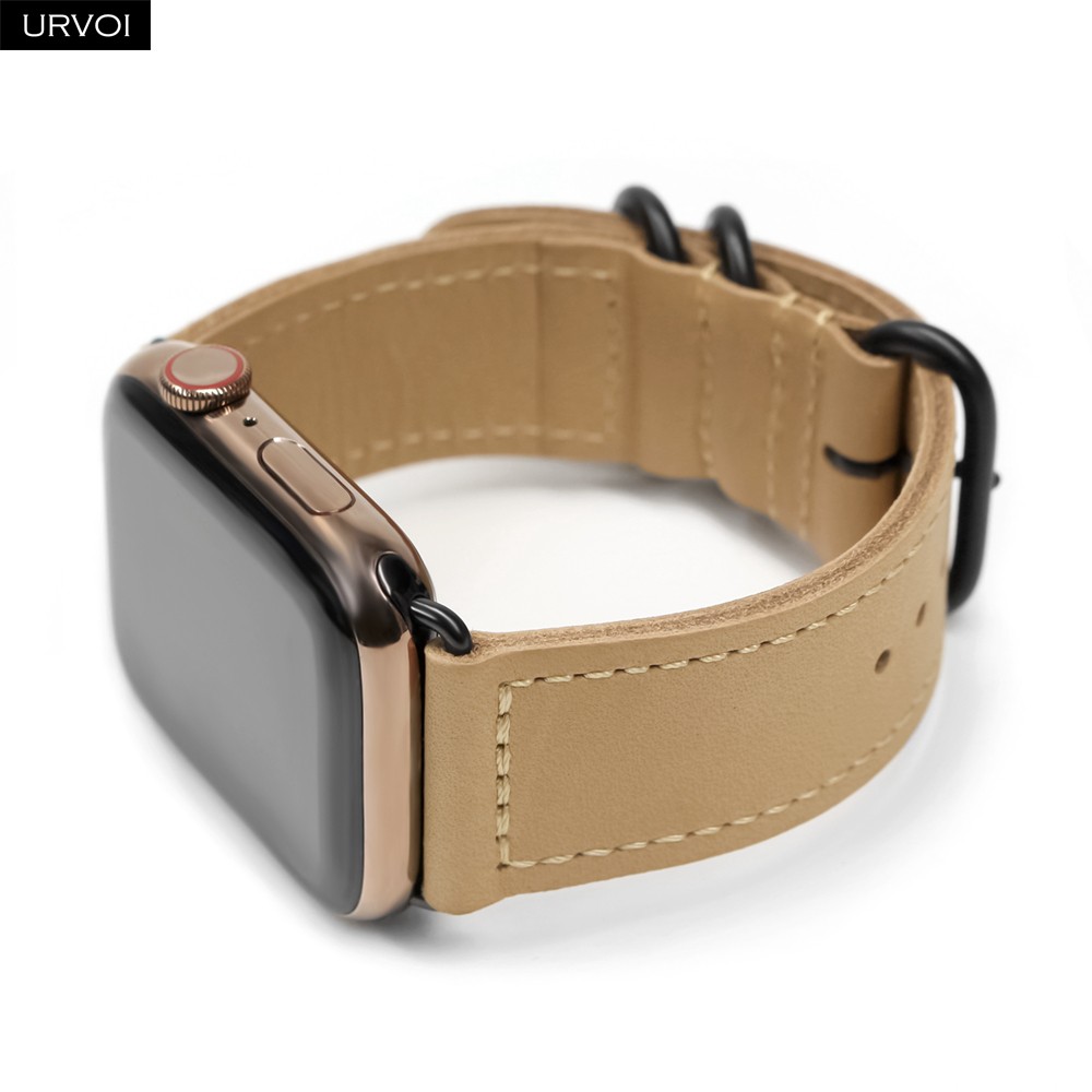 URVOI Band for Apple Watch Series 7 6 SE 5 4 3 2 Strap for iwatch Classic Buckle Wrist Band Handmade Retro Leather Band 40 44mm