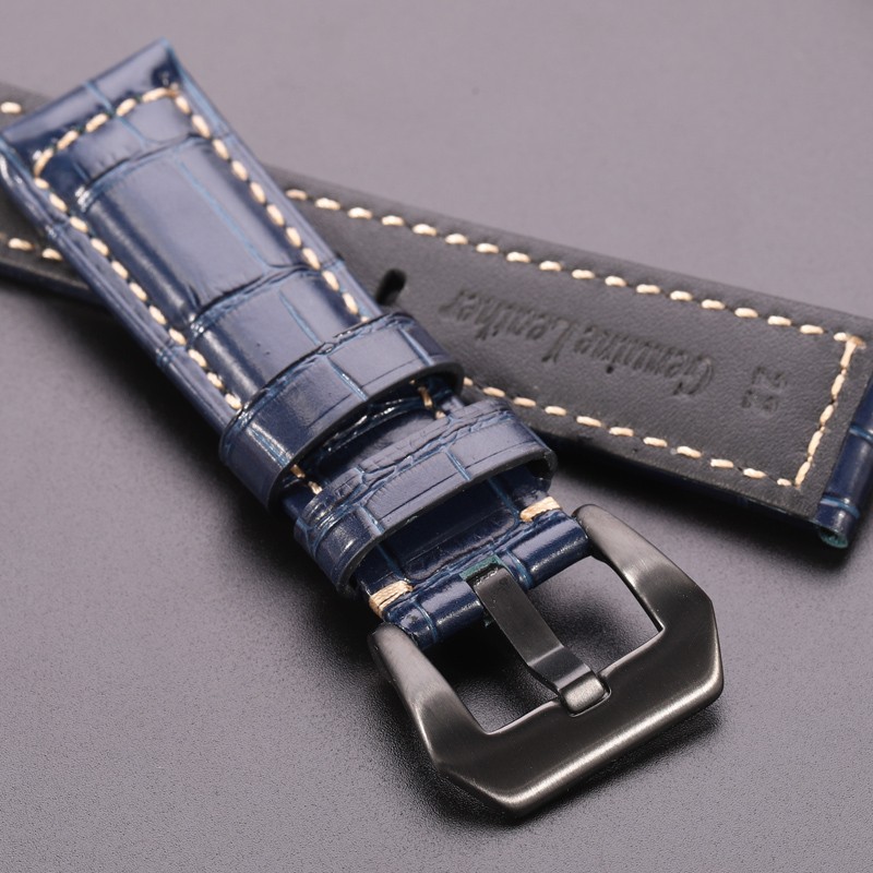 Cowhide Watchband Crocodile Pattern Women Men 20mm 22mm 24mm 5 Colors Watch Strap With Silver Black Steel Buckle Wrist Strap