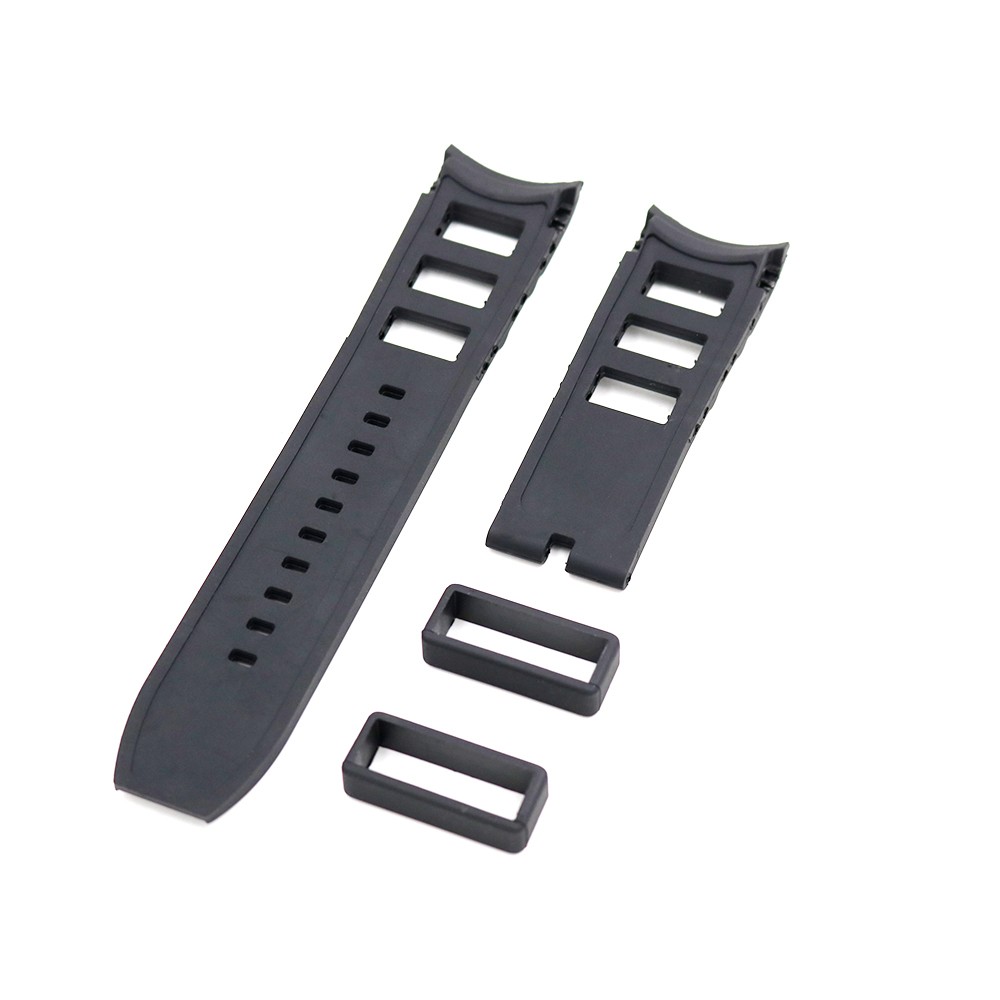 CARLYWET - High quality silicone rubber watch strap, black, for men and women, without buckle