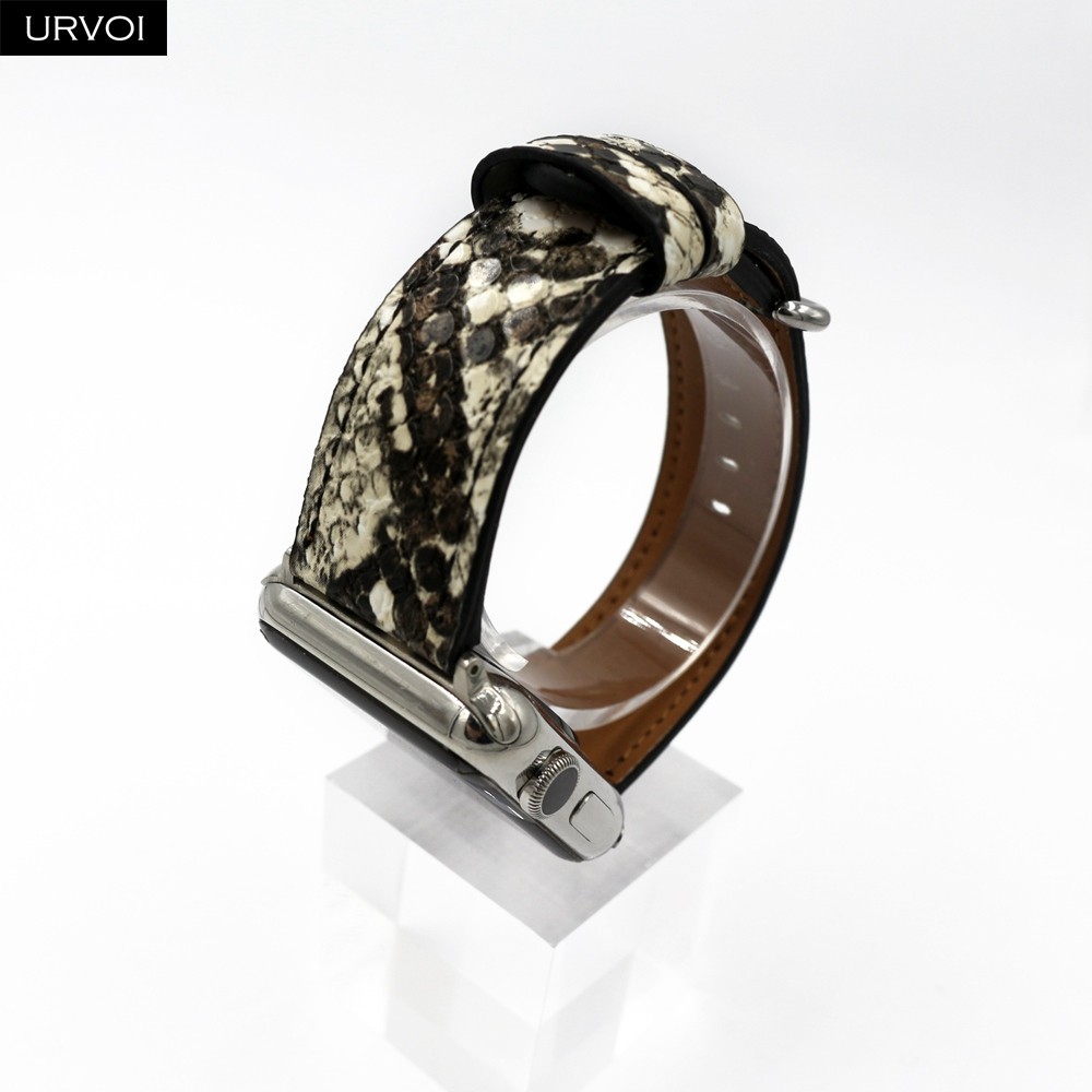 URVOI Leather Strap for Apple Watch Series 7 6 SE 5 4 3 2 1 Strap for iwatch band 41 45mm Microfiber with Python Modern Design