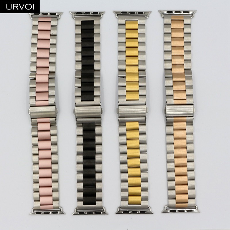 URVOI Band for Apple Watch Series 7 6 SE 5 4 3 2 Link Bracelet for iwatch Stainless Steel Strap with Metal Strap Adapter 40 44mm