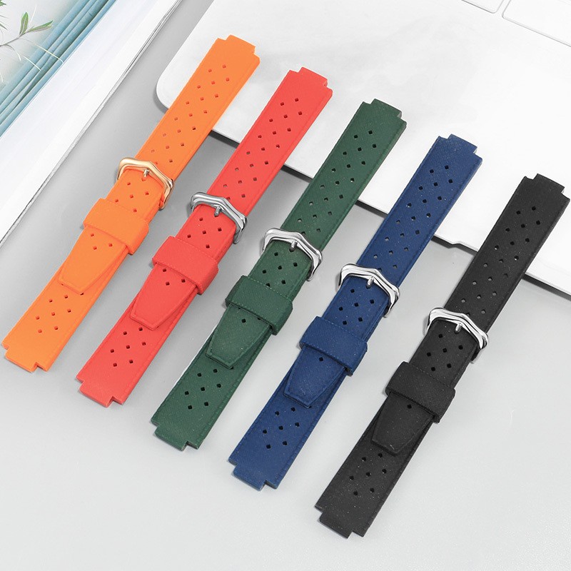 Replacement strap for chain blue balloon waterproof silicone strap 20x12mm 22x14mm soft rubber bracelet with pin buckle