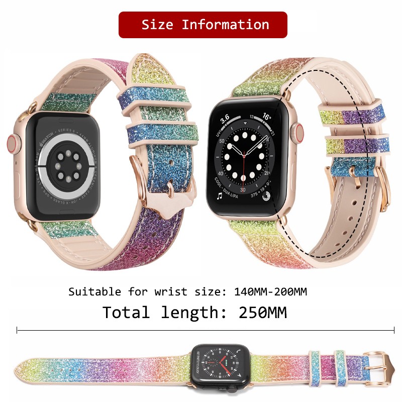 Silicone Strap for Apple Watch 40 44mm 38 42mm Bling Diamond Band for iwatch 6 5 4 3 Rubber Band for Apple watch 7 41 45mm