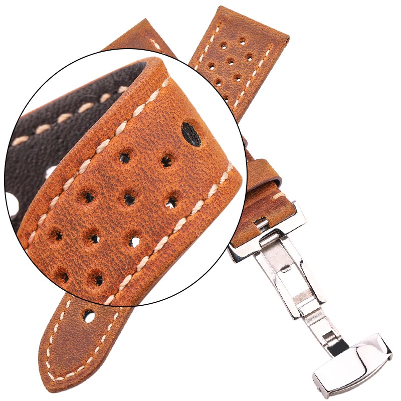 Genuine Leather Watch Band 20mm 22mm 24mm Cowhide Vintage Wrist Strap Strap for Samsung Galaxy Watch Bracelet Deployment Clasp