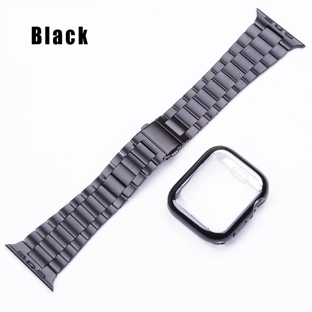 Case + Strap for Apple Watch Band 45mm 44mm 40mm 42mm 38mm Stainless Steel Strap Metal Bracelet iWatch Series 3 4 5 6 SE 7 41mm 45