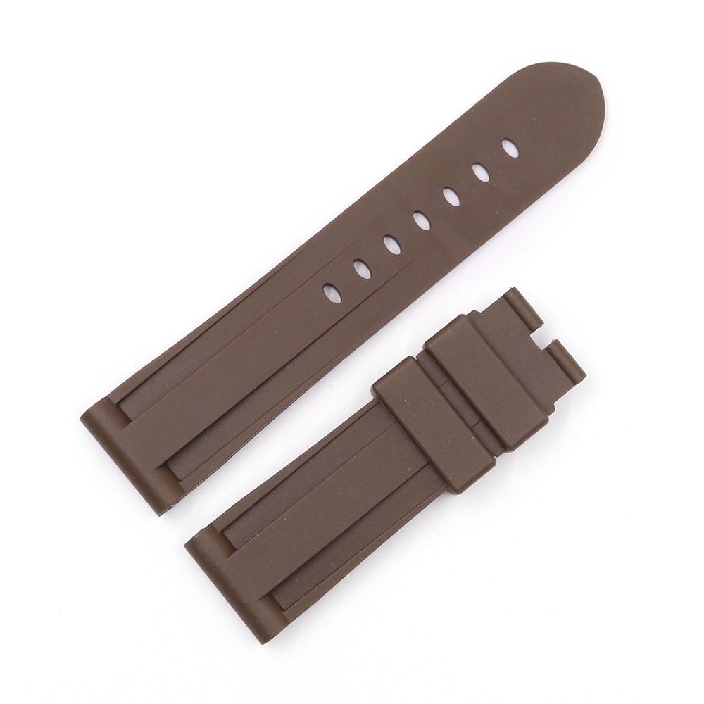 CARLYWET - Replacement Watch Strap, 22 24mm Water Resistant Silicone Rubber, High Quality, Brown, Gray, For Panerai Lighting