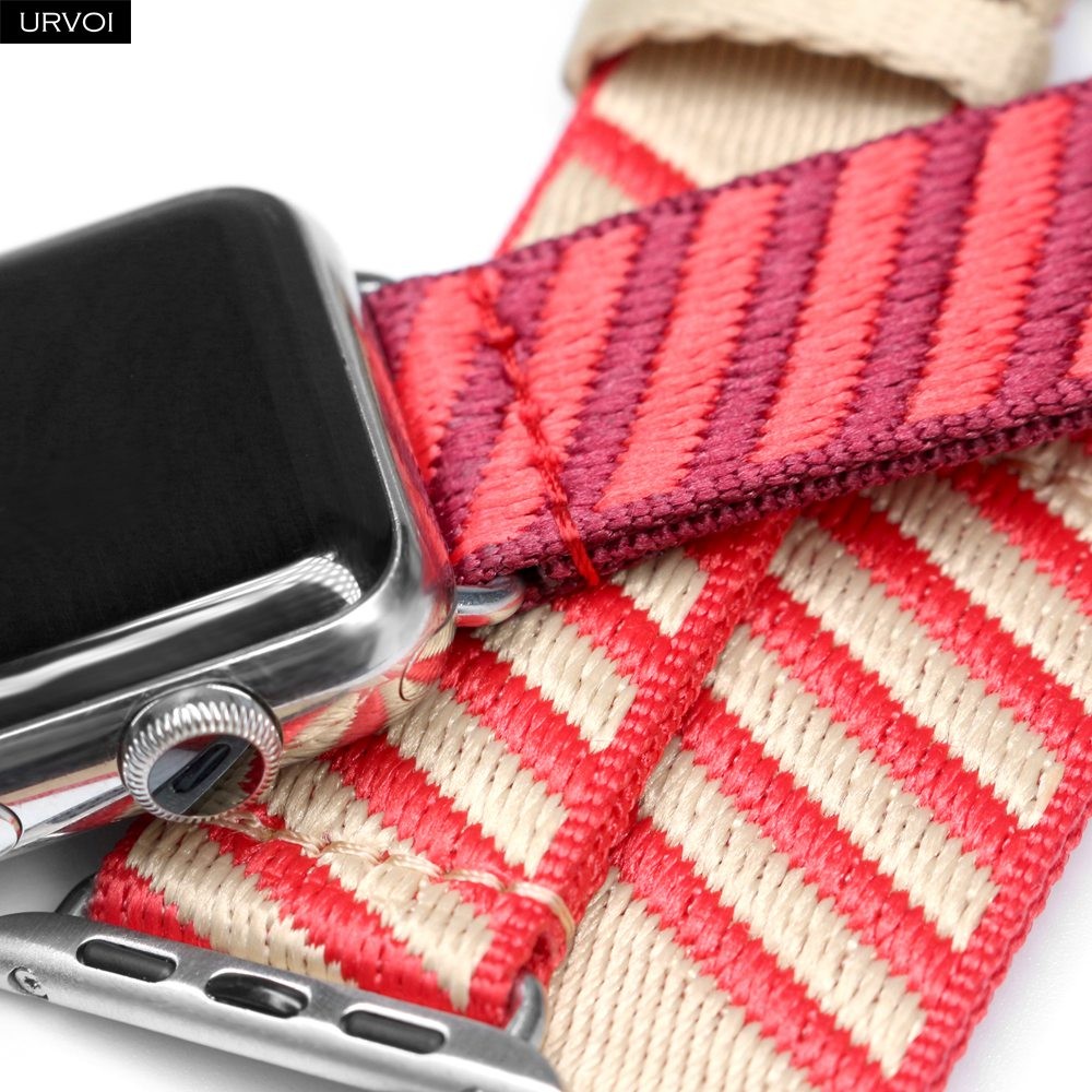 URVOI Single Jump Round Band for Apple Watch Series 7 6 SE 5 4 3 2 1 New Fabric Woven Strap for iWatch Sport Design Swimproof