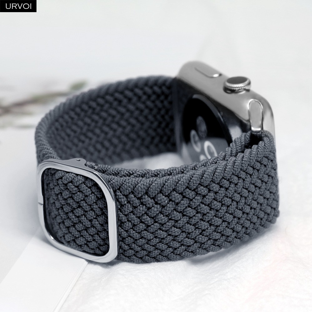 URVOI Braided Band for Apple Watch Series 7 6 SE 5 4 3 Single Loop Stretchable Strap Adjustable fram buckle for iWatch 41 45mm