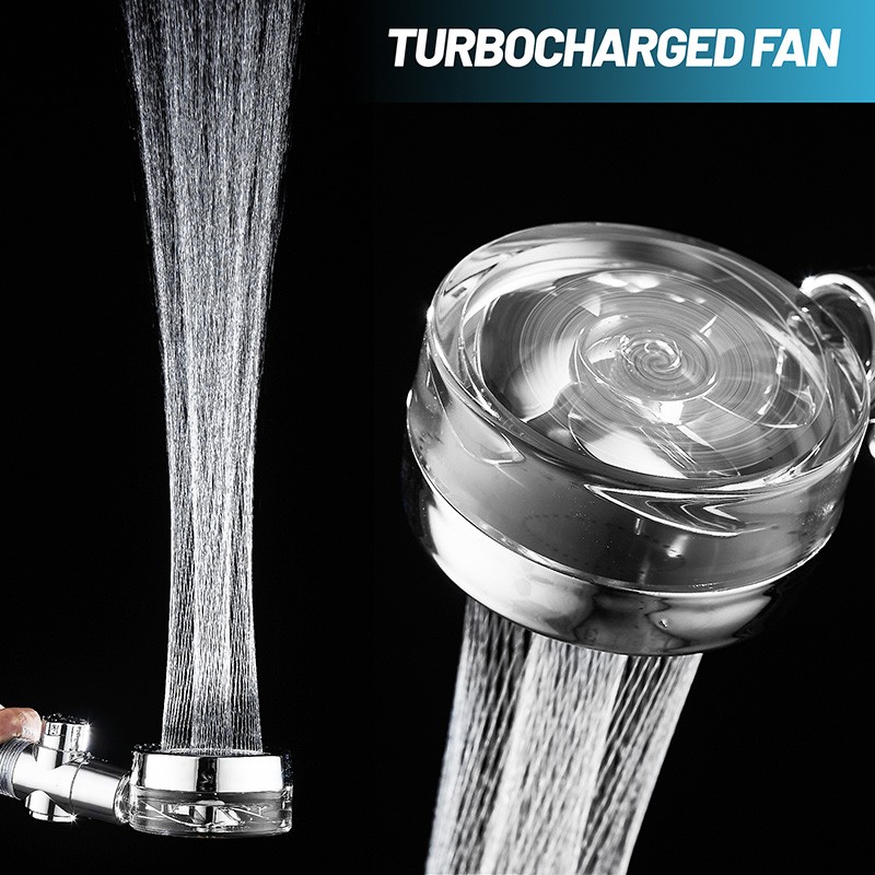 New Turbo Fan Shower Head Water Saving High Quality 360 Degree Pre-Flow With Extended Rainfall Shower Head Fan With Stand