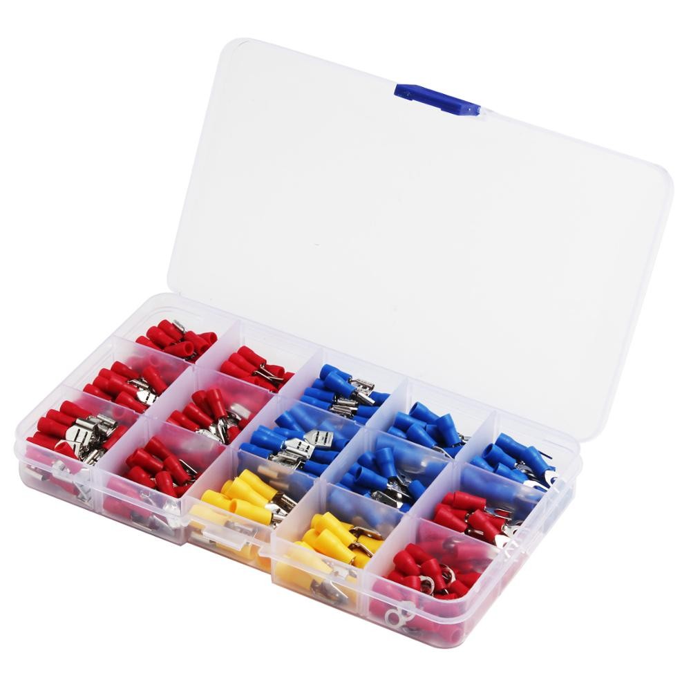 280pcs/set Cable Lugs Assortment Kit Flat Wire Female and Male Insulated Electrical Wire Connectors Cable Terminals Crimp Terminal Set Kit