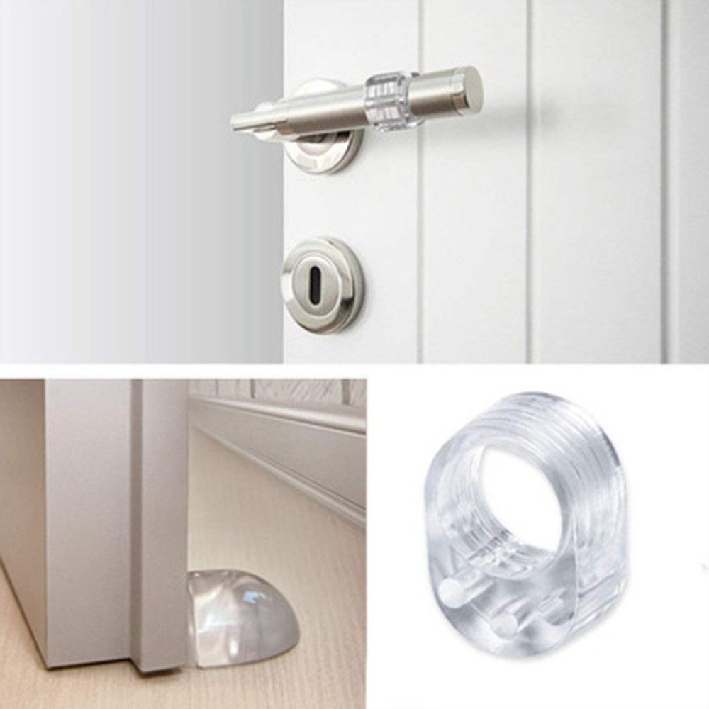 2pcs Silicone Door Stopper Transparent Door Handle Buffer Wall Protection Knob Knob Bumper Walls Furniture Protective Door Stop