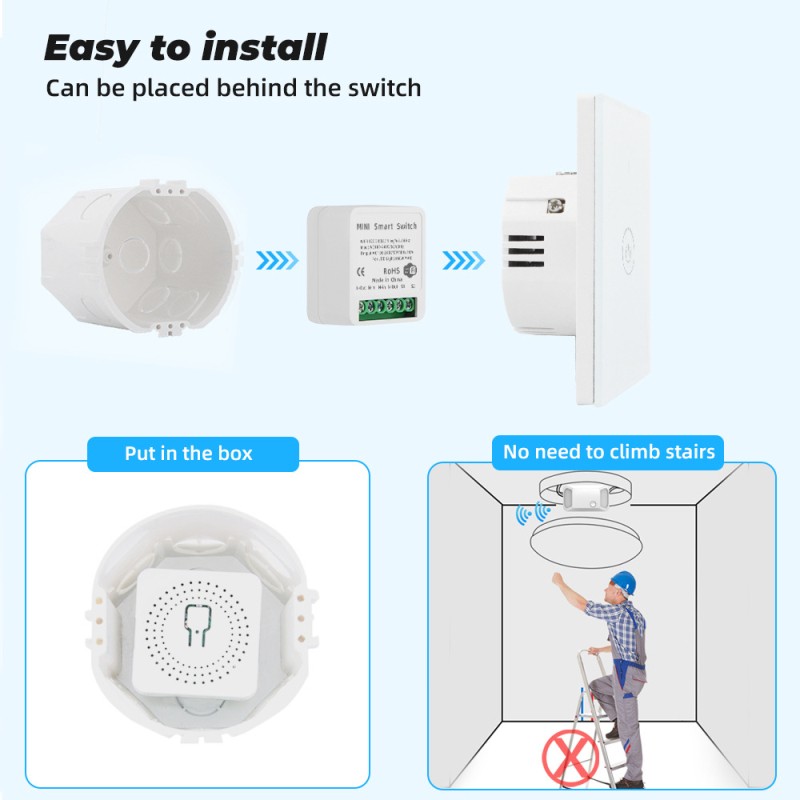 Tuya ZigBee/Wifi Mini Smart Switch 2 Way Control 16A Switch Tuya Smart Home Automation Sensor Works with Alexa Google Home