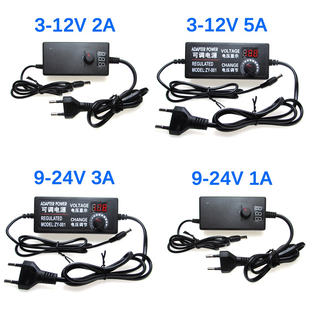 Adjustable AC to DC Power Supply 3V 5V 6V 9V 12V 15V 18V 24V 1A 2A 5A Universal Power Supply Adapter 220V to 12V Volt Adapter